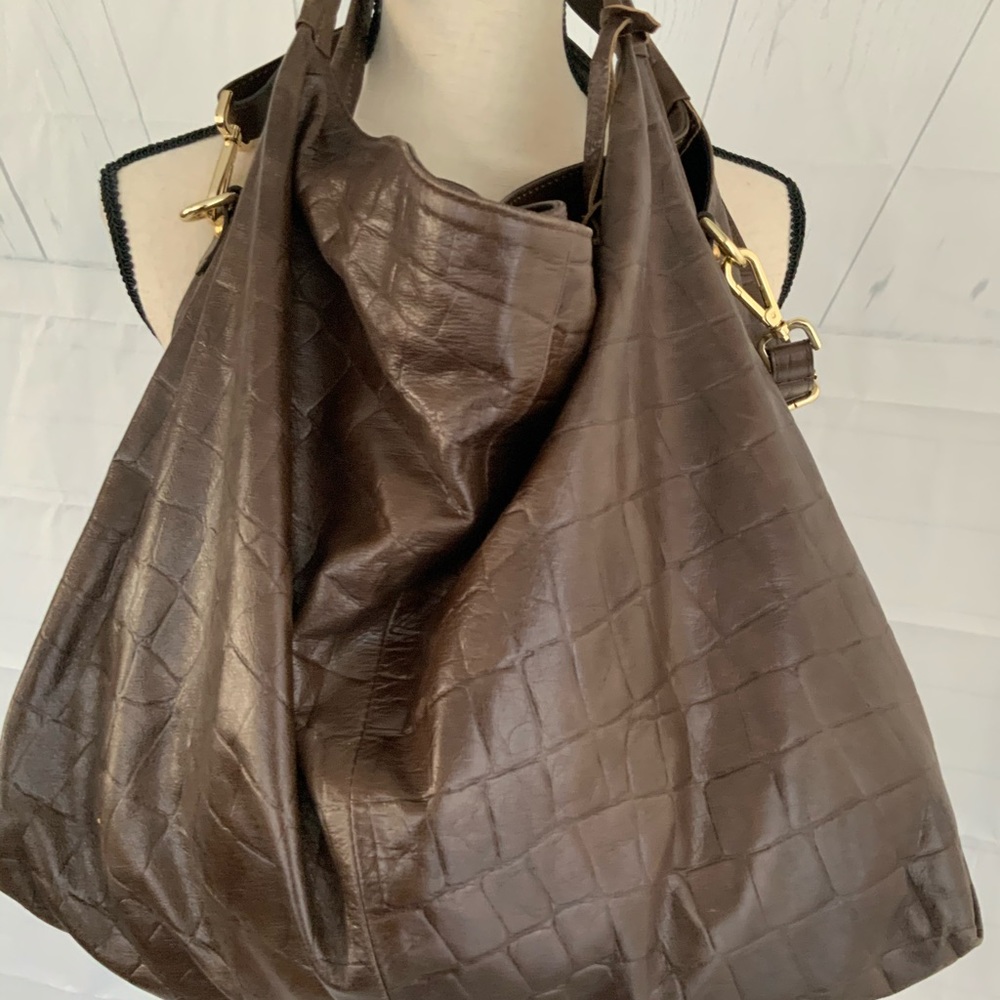 Laura Fi Maggio Italian croc print hobo bag
